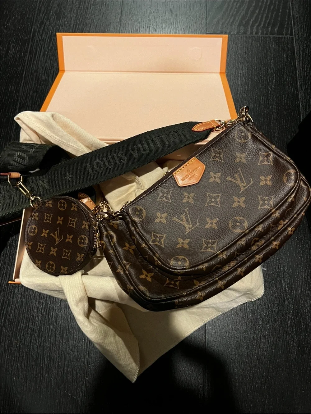 Louis Vuitton Brown Monogram Multi-Pochette Crossbody with Black Strap